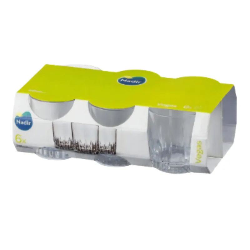 NADIR - Set 6 Vasos de Vidrio Bajos Whisky Vegas 290 ML