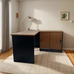 GENERICO - Escritorio En L Con Gabinete Con Puertas Nápoles 120x60cm Cerezo