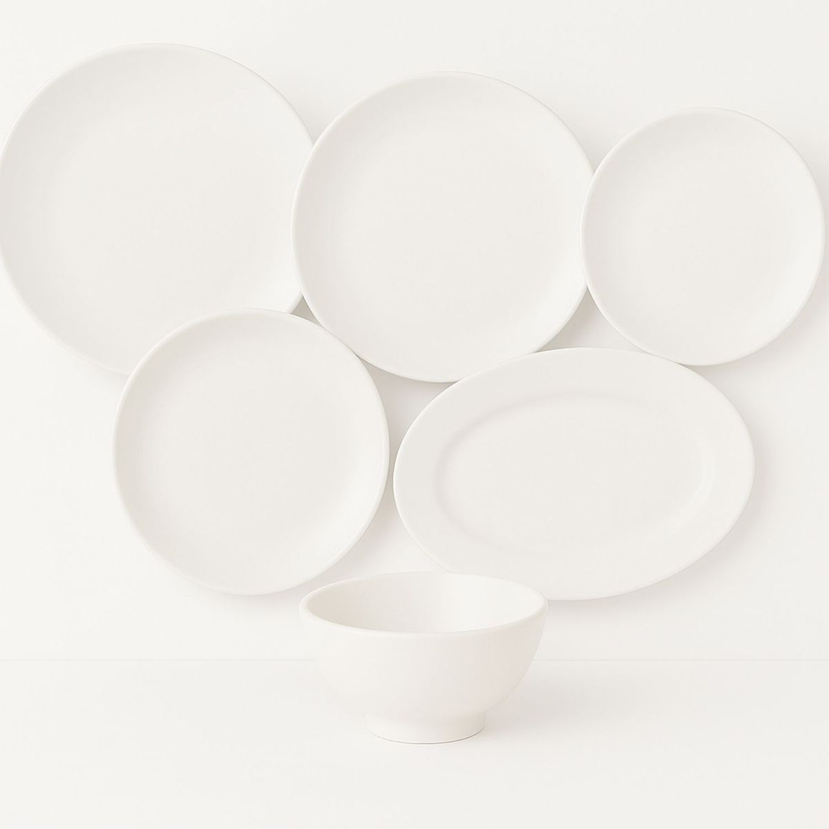 HALLEN - Set 18 Pzs Vajillas Hallen Coupe Porcelano Blanco Crema Gouermet