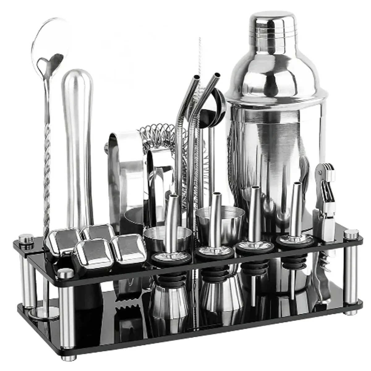 GENERICO - Juego De Cócteles Para Bar Pub 23 Piezas 750m Base Color Plateado