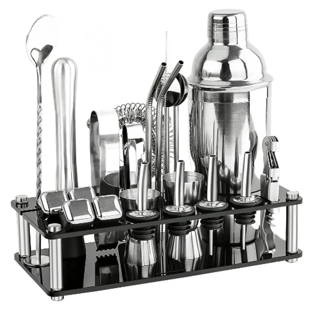 GENERICO - Juego De Cócteles Para Bar Pub 23 Piezas 750m Base Color Plateado