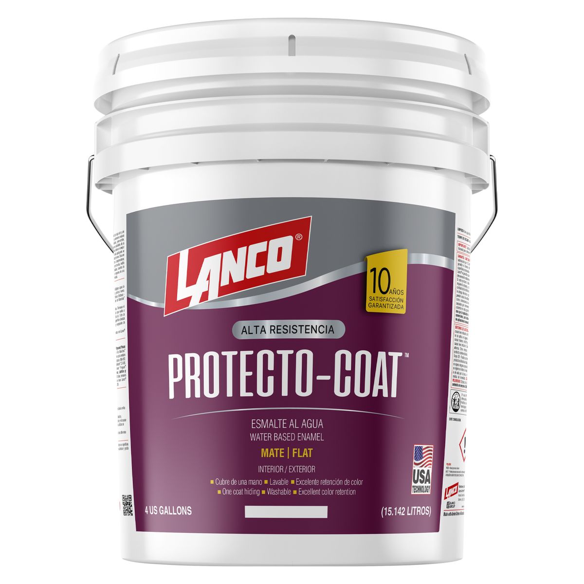 LANCO - Lanco Esmalte al Agua Protecto Coat Mate Blanco 4GL