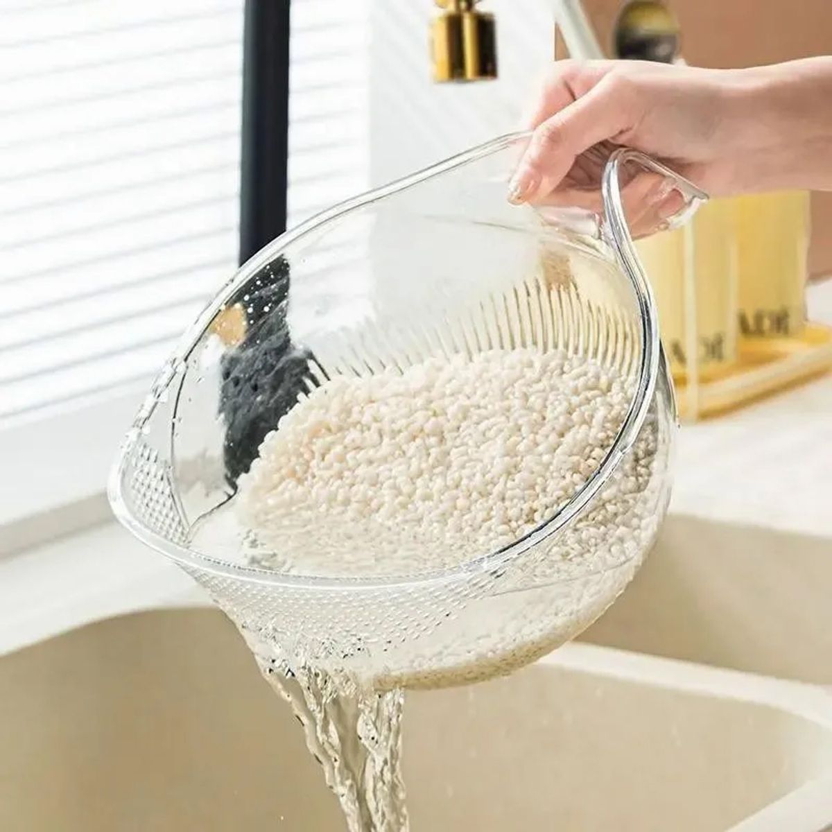 ESPACIO SEOUL - Colador para lavar arroz verdura pastas escurridor transparente cocina