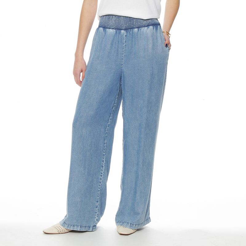 WADOS - PANTALON LYOCELL WIDE LEG TIRO ALTO PRETINA ELASTICADA