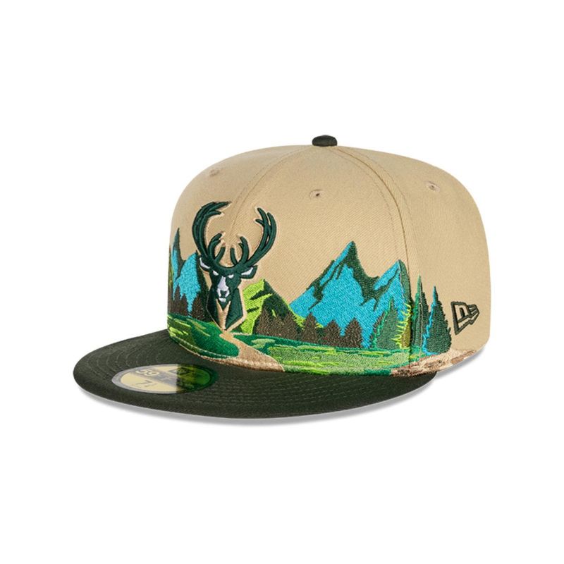NEW ERA - Gorro 59fifty NBA Milwaukee Bucks Team Landscape Light Beige