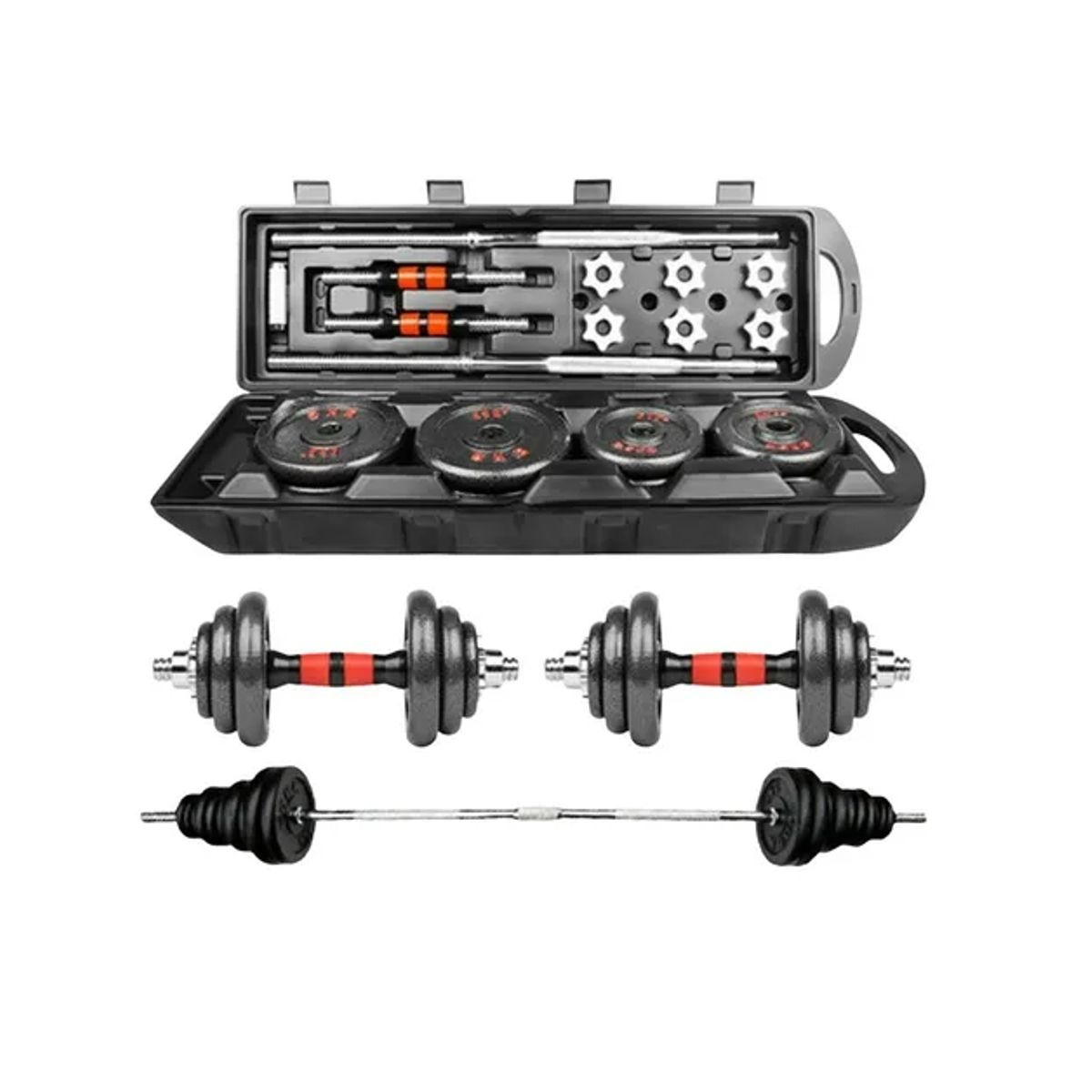 GENERICO - Set De Pesas Kit De Pesas Mancuernas 50 Kg + Barra + Maleta