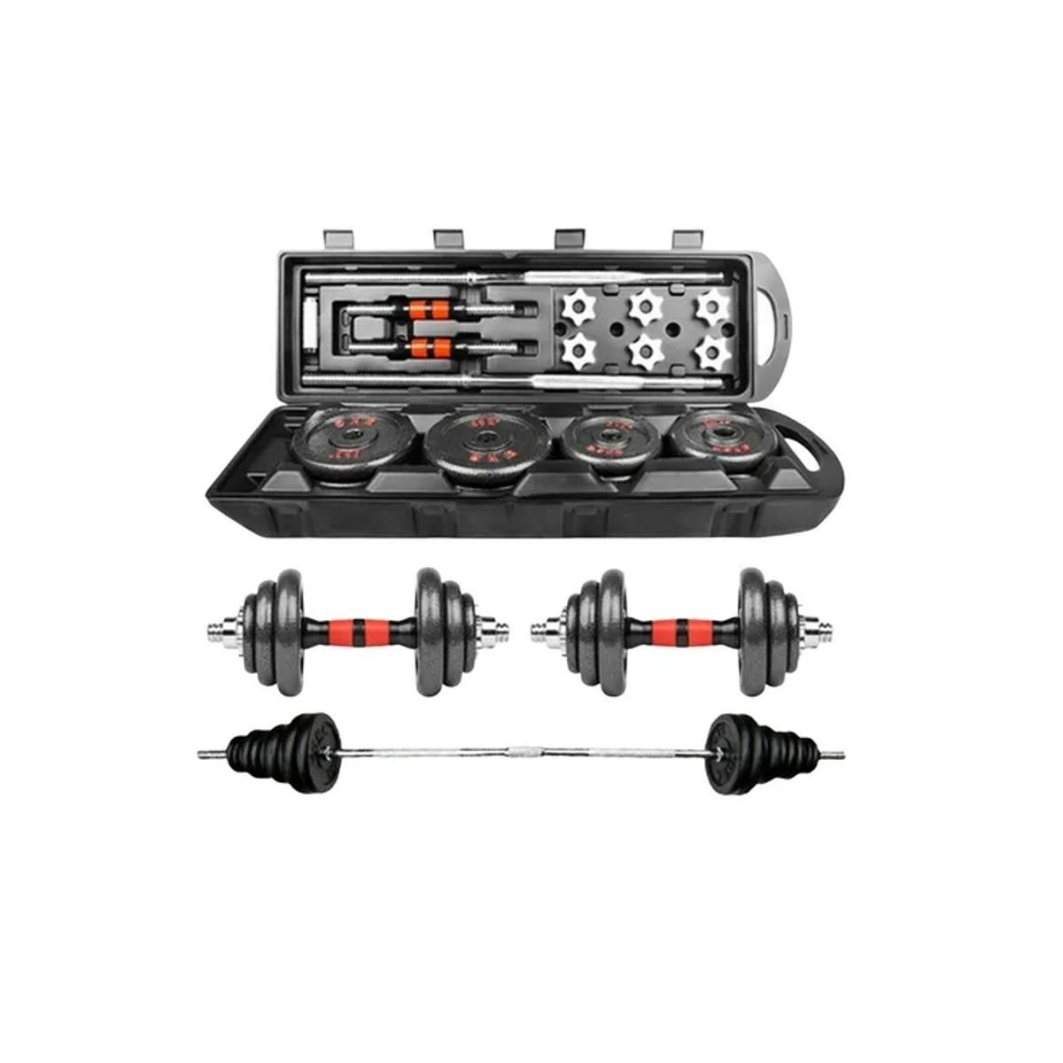 GENERICO - Set De Pesas Kit De Pesas Mancuernas 50 Kg + Barra + Maleta