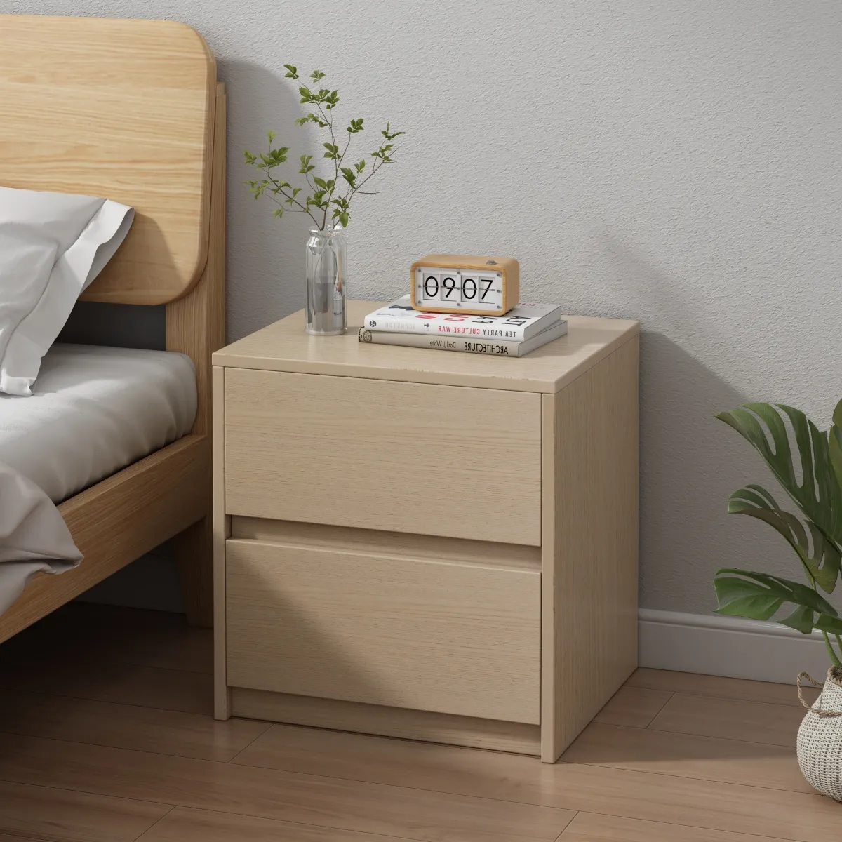 GENERICO - Velador Con 2 Cajones Con Riel 50x40x40