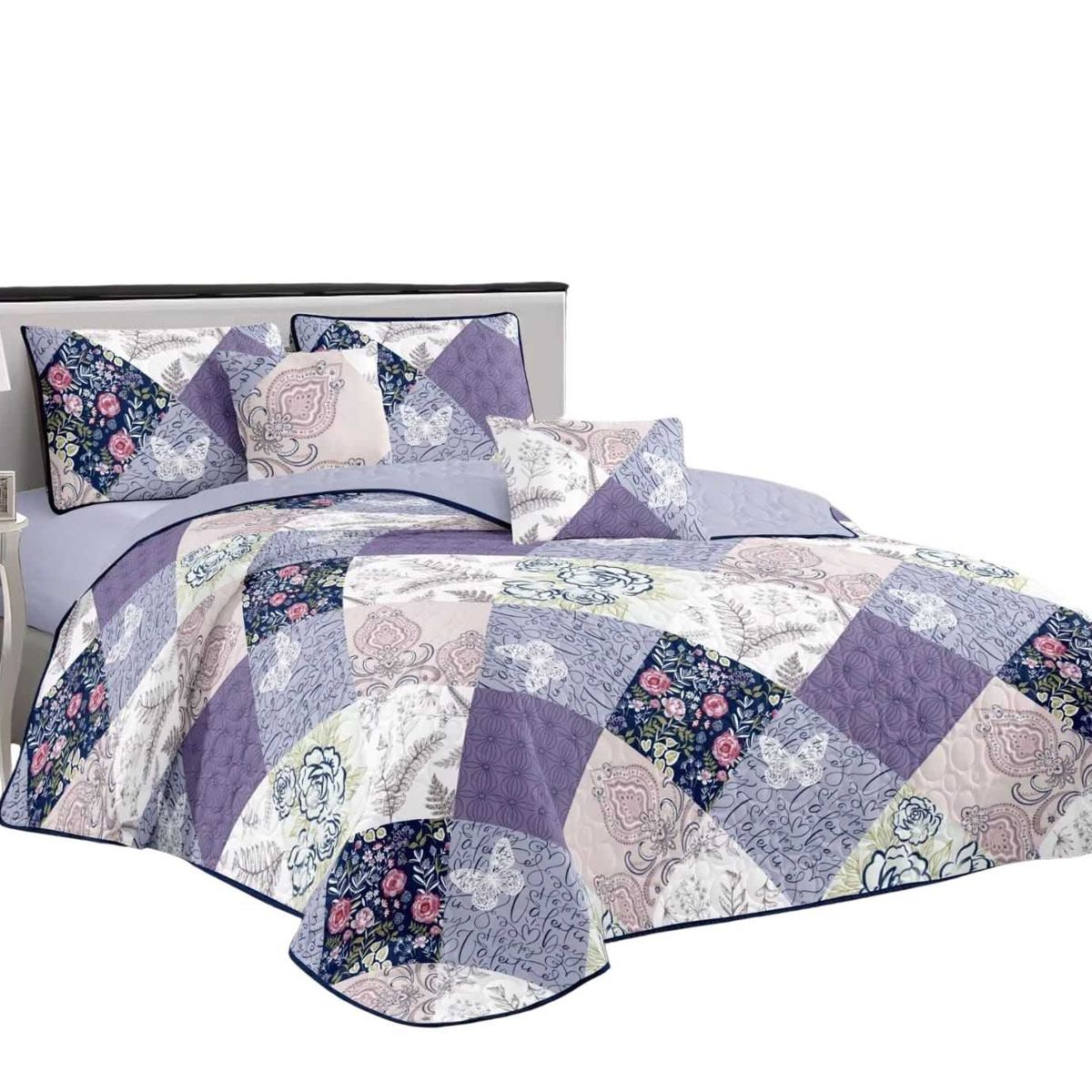 GENERICO - Cubrecama Quilt Verano 1.5 Plaza y Media Diseño Estampado