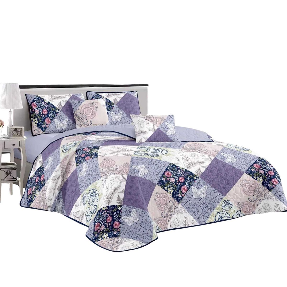 GENERICO - Cubrecama Quilt Verano 1.5 Plaza y Media Diseño Estampado