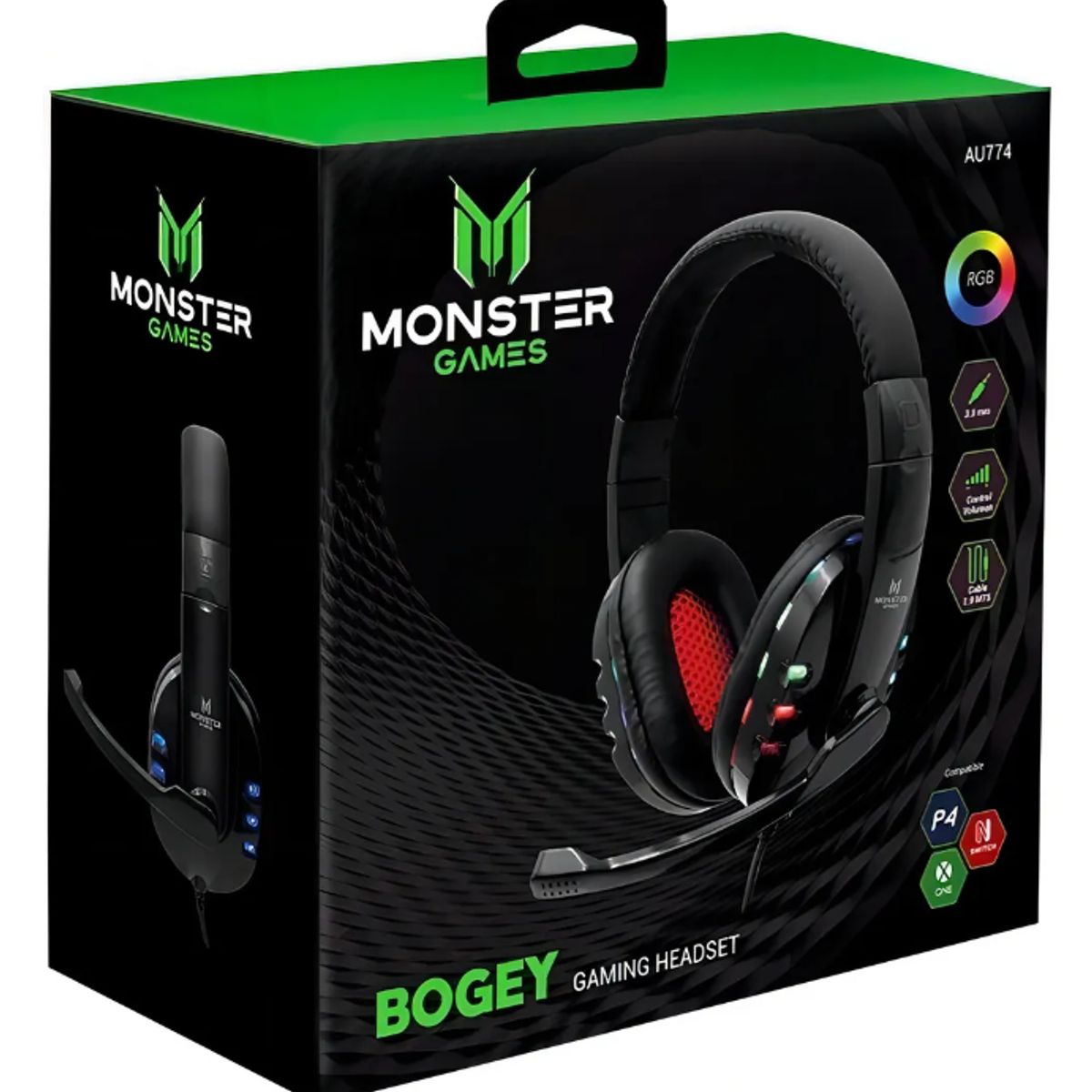 MONSTER GAMES - Auriculares Monster Gamer Bogey Mic Rgb Usb Aux Pc Ps4