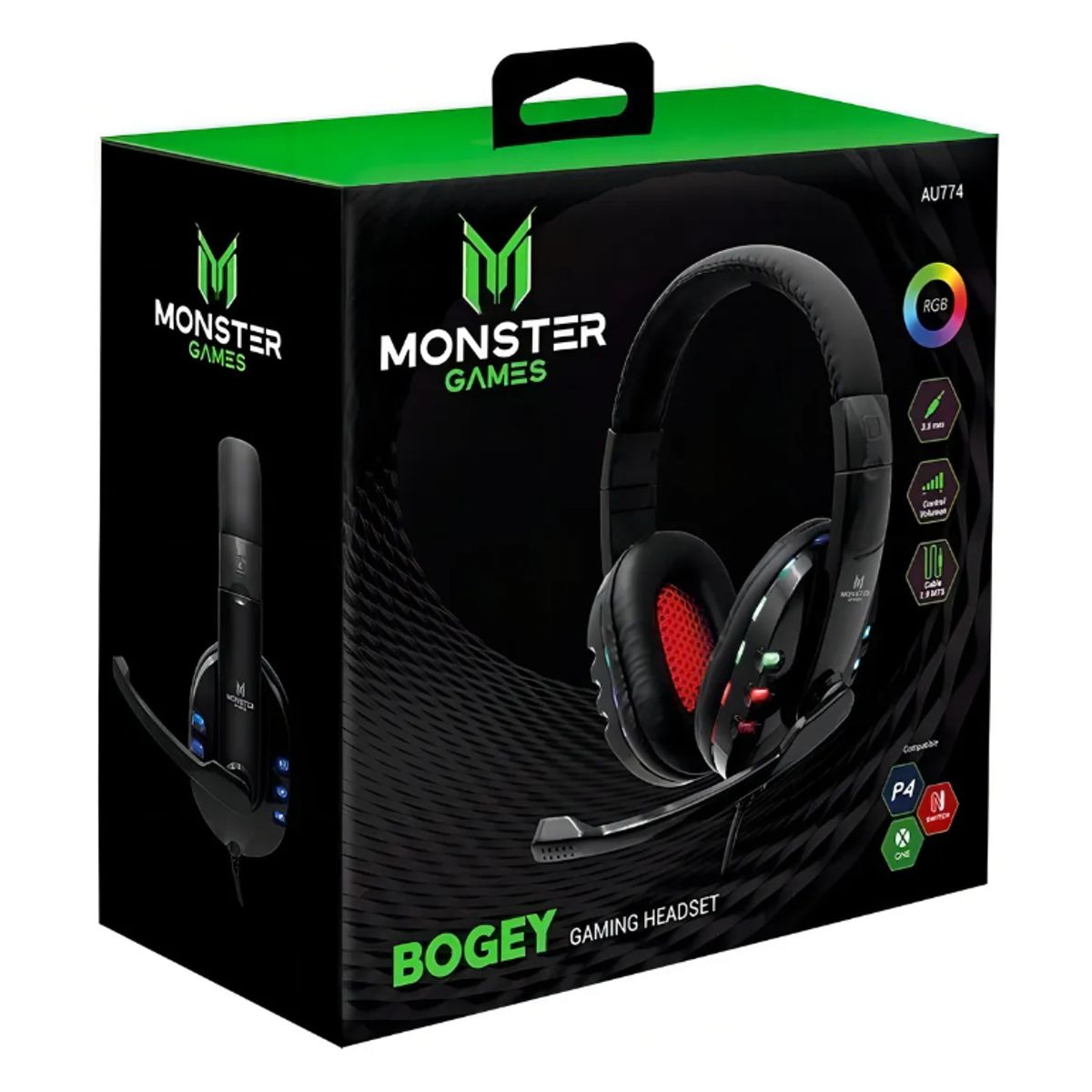 MONSTER GAMES - Auriculares Monster Gamer Bogey Mic Rgb Usb Aux Pc Ps4