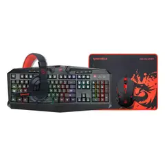 GENERICO - Kit gamer 4 en 1 teclado mouse audífonos y mouse pad Redragon S101-BA Español -Negro
