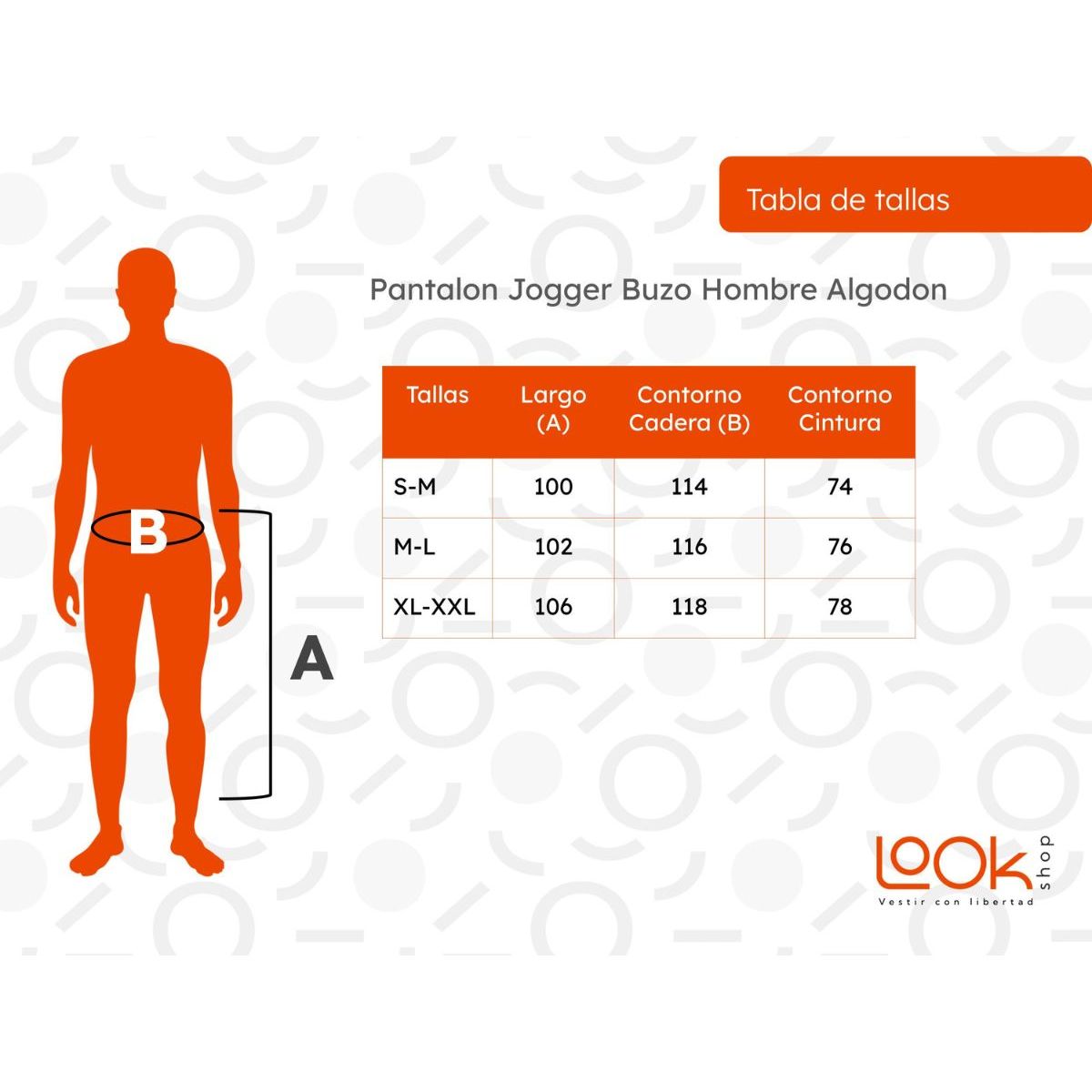 LOOK SHOP - Pantalón Jogger Buzo Hombre Algodón Forro Polar M Y L. 65