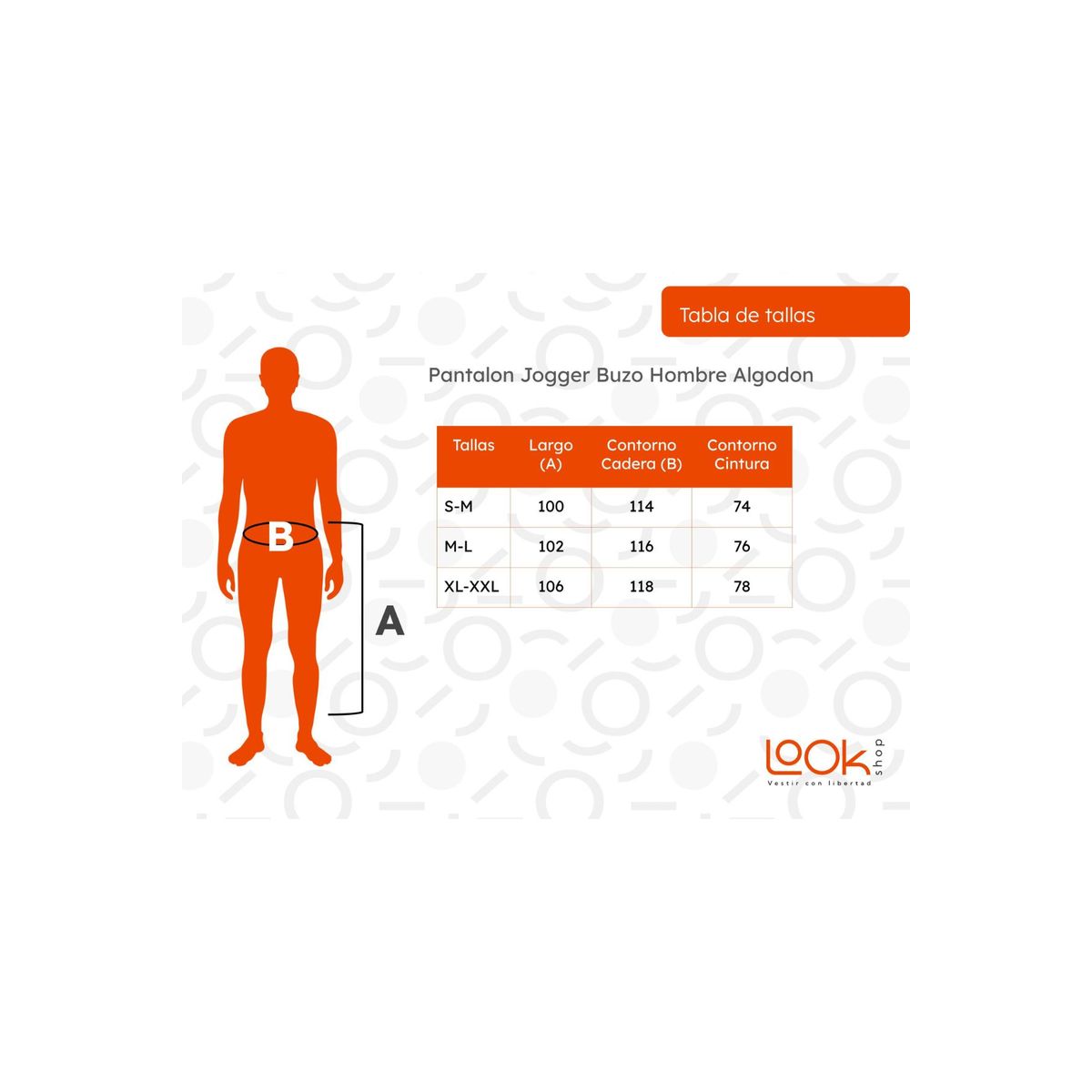 LOOK SHOP - Pantalón Jogger Buzo Hombre Algodón Forro Polar M Y L. 65