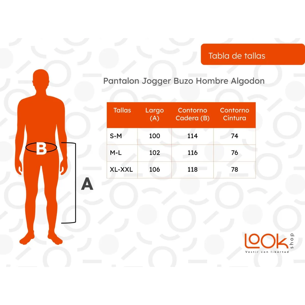 LOOK SHOP - Pantalón Jogger Buzo Hombre Algodón Forro Polar M Y L. 65