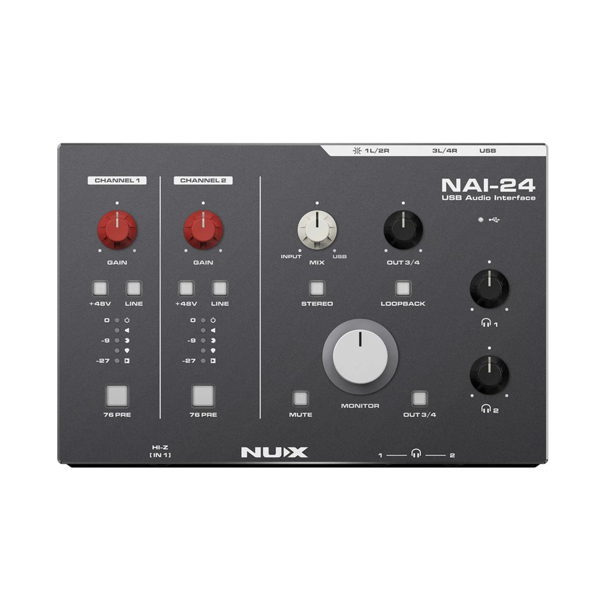 NUX - Consola Podcast Multipista Portátil 2 canales NAI-24 Nux
