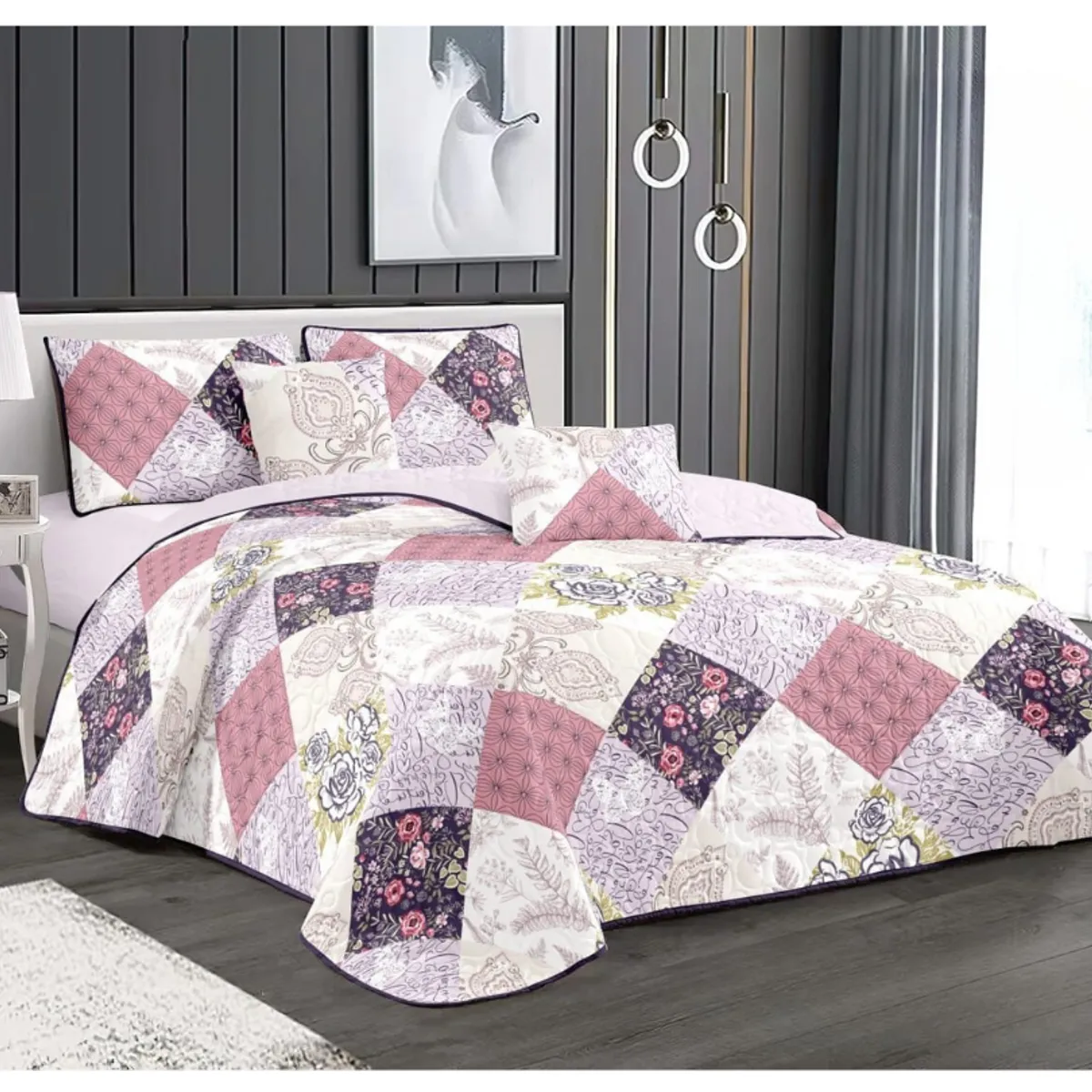 GENERICO - Cubrecama Quilt De Verano 1.5 Plaza y Media Diseños Floral