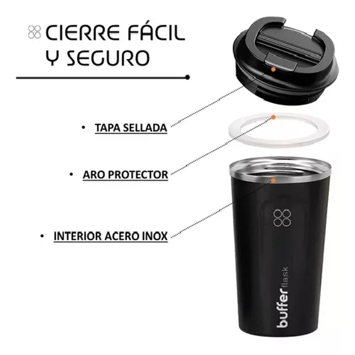GENERICO - Termo para café vaso térmico mug 500 ml 17 oz color negro