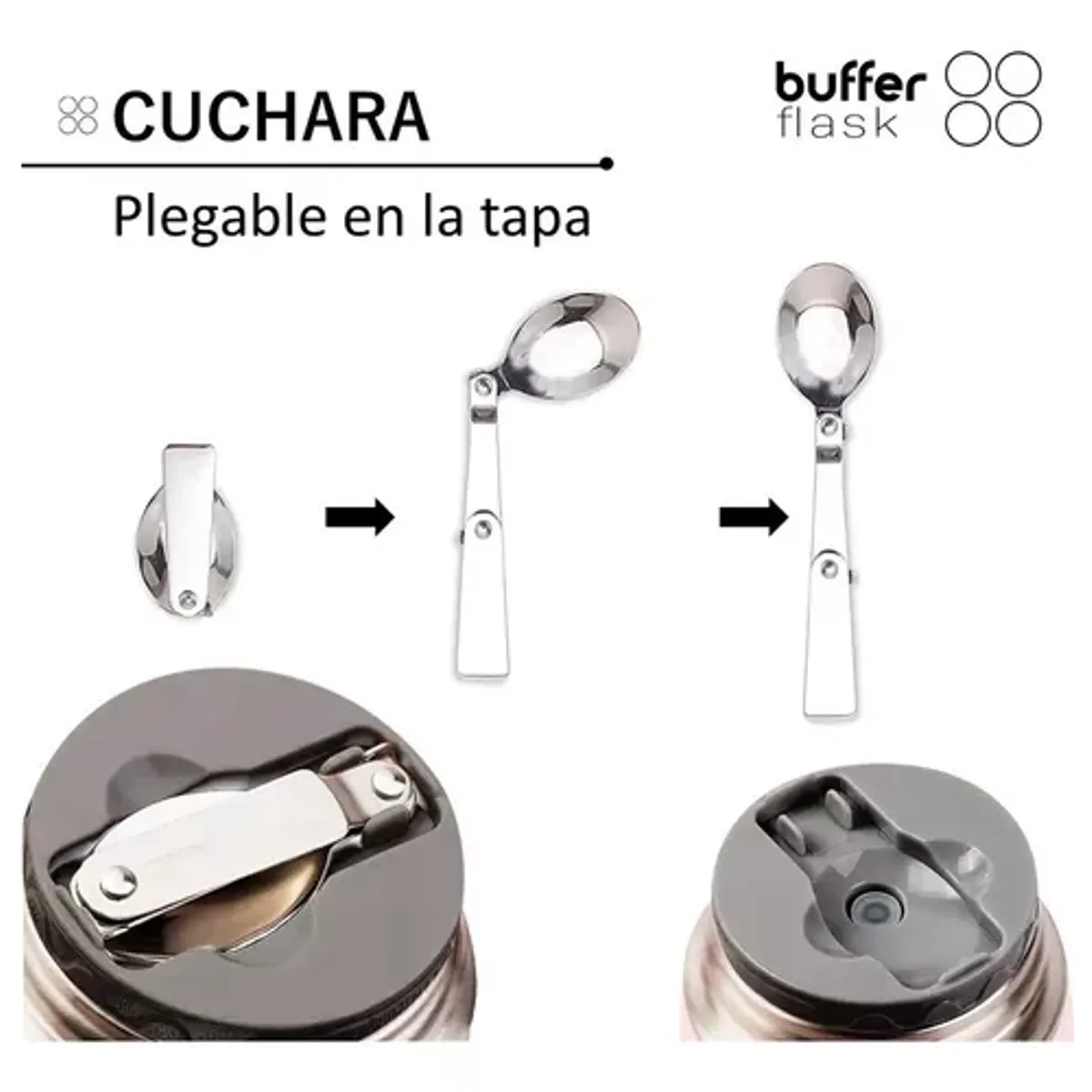 GENERICO - Termo de comida y líquido Buffer multipropósito 630 ml + cuchara