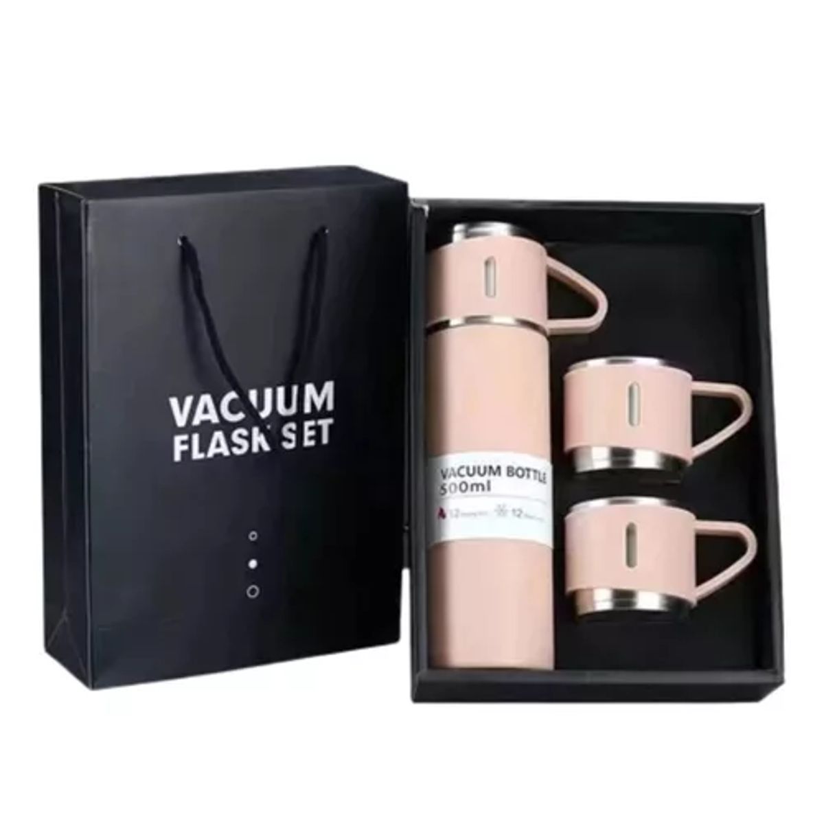 GENERICO - Termo de 500 ml con Taza para Té y Café - Acero Inoxidable Rosado