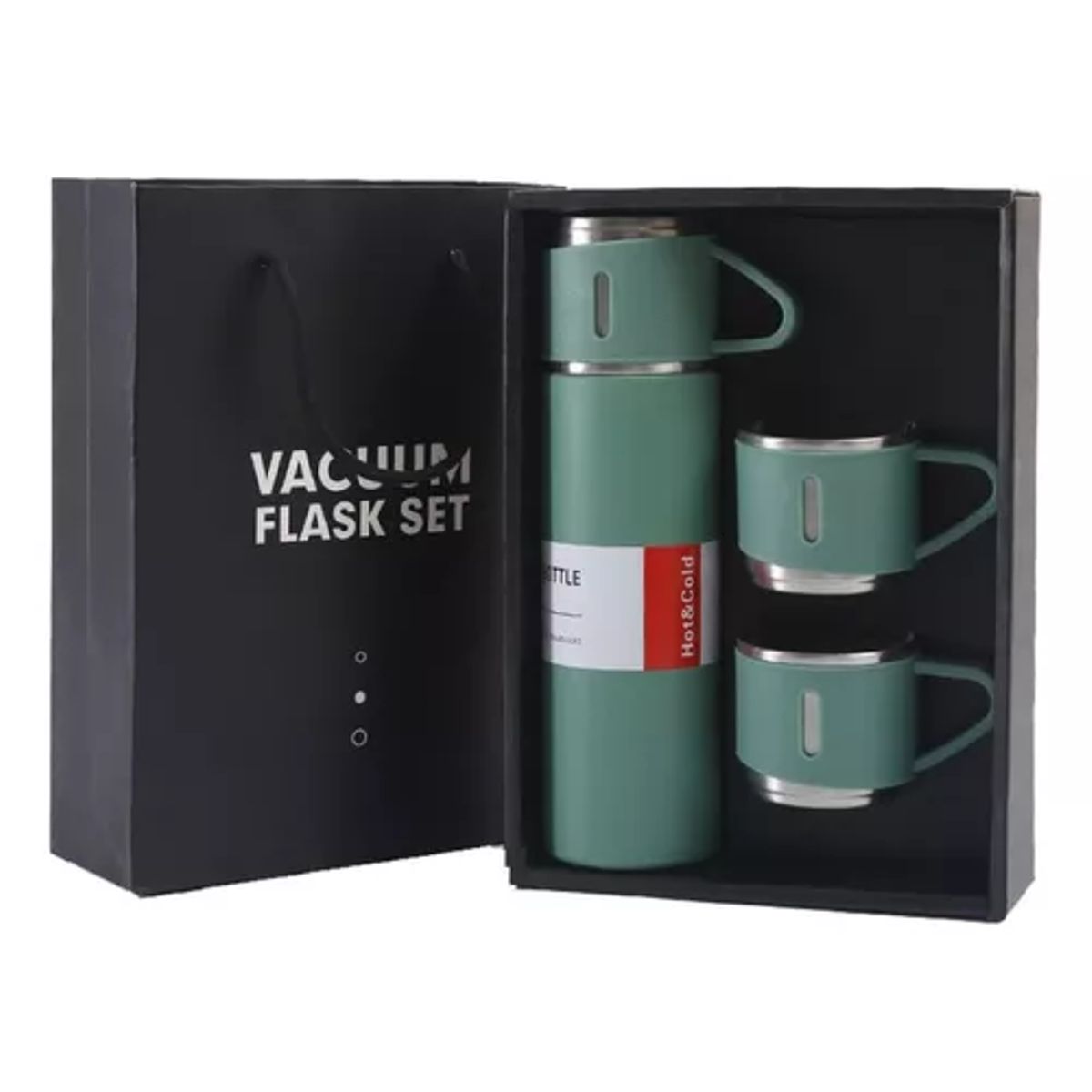 GENERICO - Termo de 500 ml con taza para té y café acero inoxidable verde