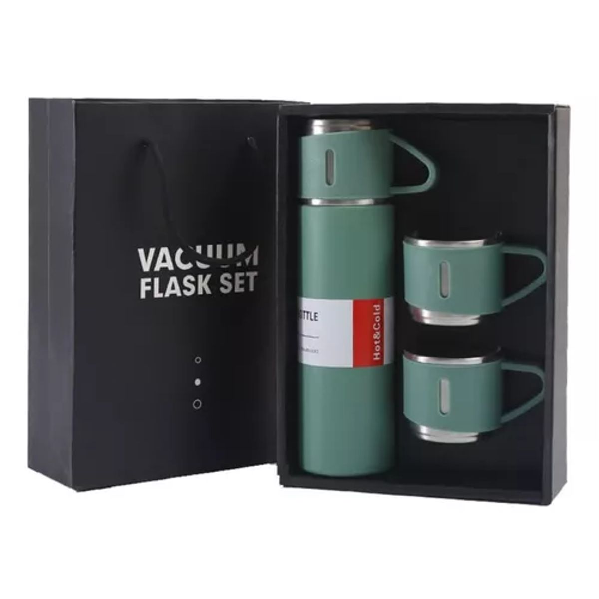 GENERICO - Termo de 500 ml con taza para té y café acero inoxidable verde