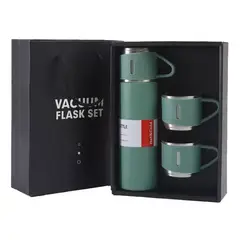 GENERICO - Termo de 500 ml con taza para té y café acero inoxidable verde