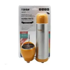 GENERICO - Set de mate y termo bala Keep color naranja