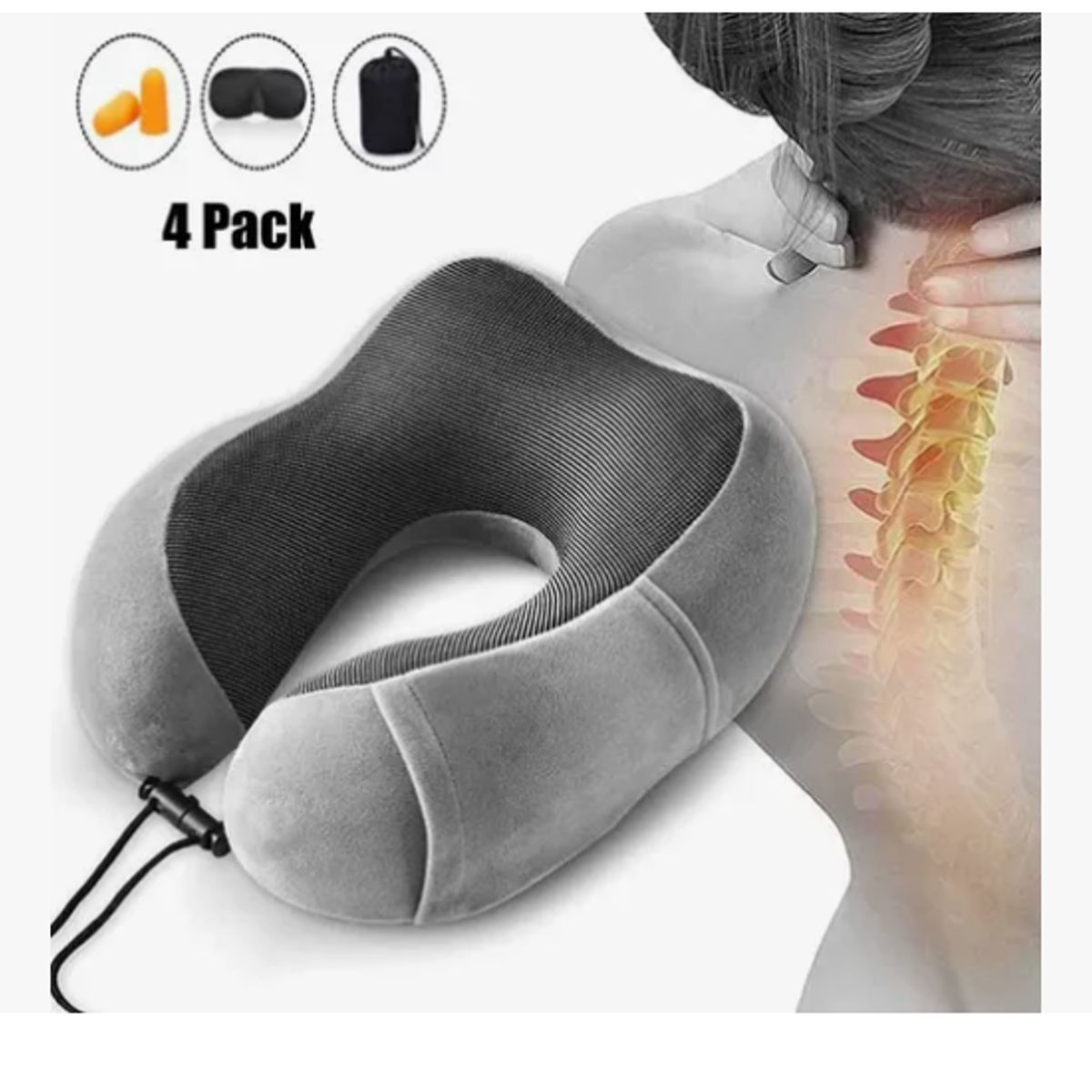 GENERICO - Cómodo Almohada De Viaje Espuma De Memoria Cojín Para Cuello
