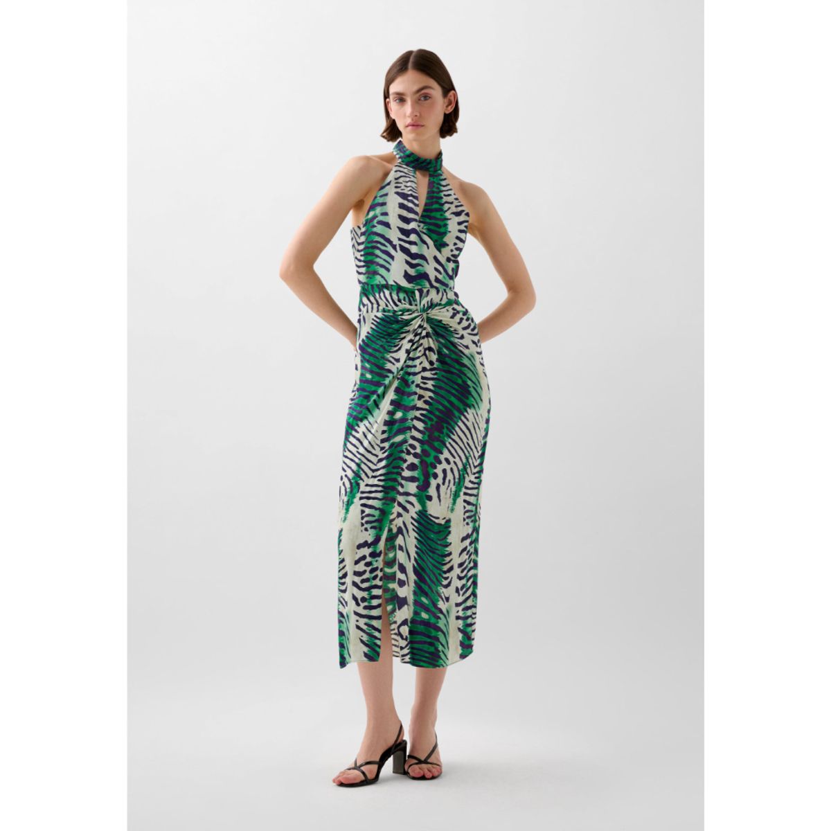 SCALPERS - VESTIDO MIDI HALTER DRAPEADO