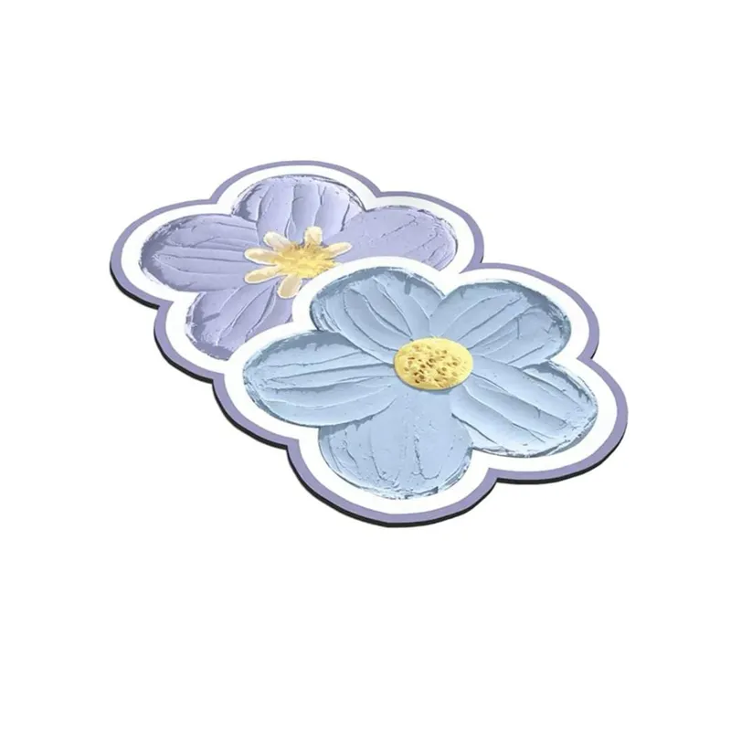 HOMEY - PACK 4 Alfombra Multiuso Absorbente Flores azules