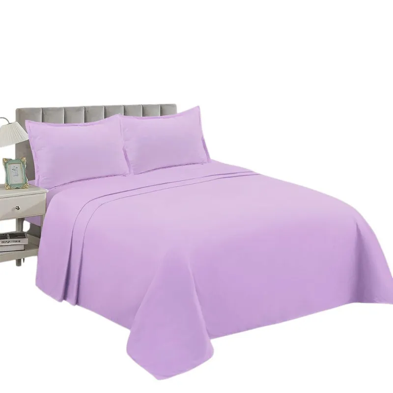 GENERICO - Juego De Sabanas De 200 Hilos Cama 2 Plazas + 2 Fundas Color Lila