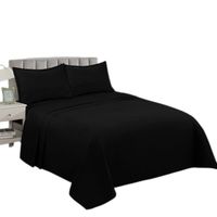 Juego De Sabanas De 144 Hilos Cama 2 Plazas + 2 Fundas Color Negro