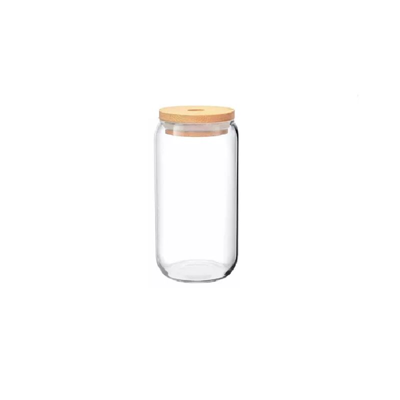 GENERICO - Set 4 Vasos Vidrio Tapa Bambú Cócteles