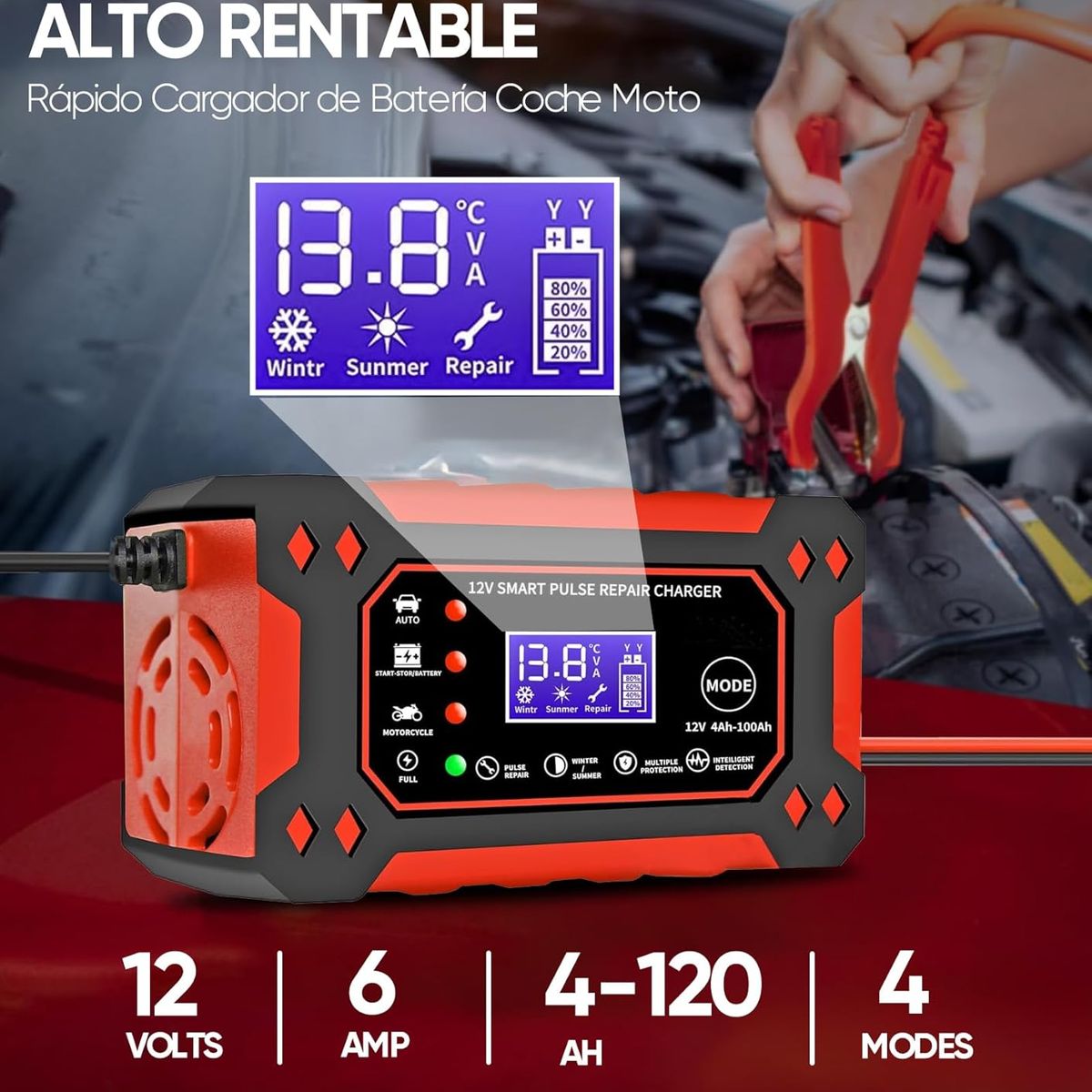 PROWAY - Cargador De Batería Rápido 12v 24v Gel Agm Ciclo Profundo