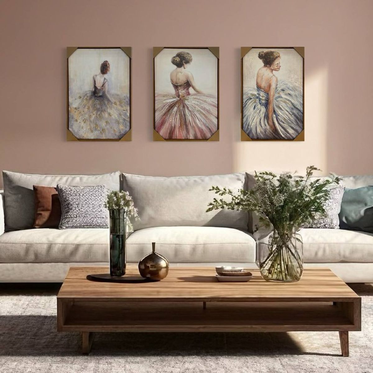 DEKAM DISEÑO - CUADRO TRIPTICO BAILARINAS 50X70 CMS CADA PIEZA CON MARCO