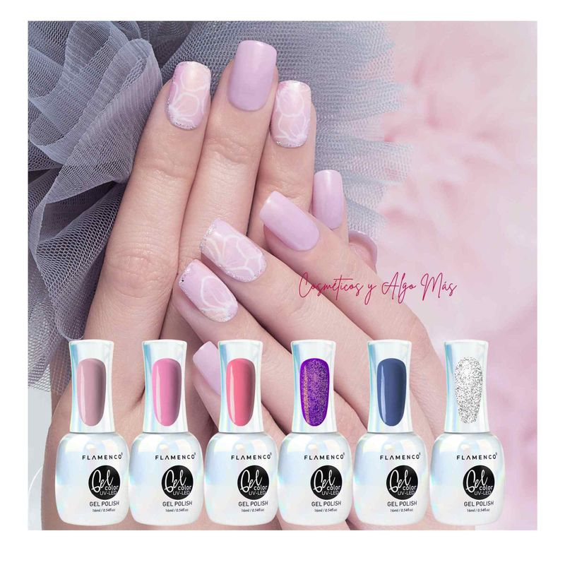 FLAMENCO - Set de 6 esmaltes semipermanentes secado uv larga duración