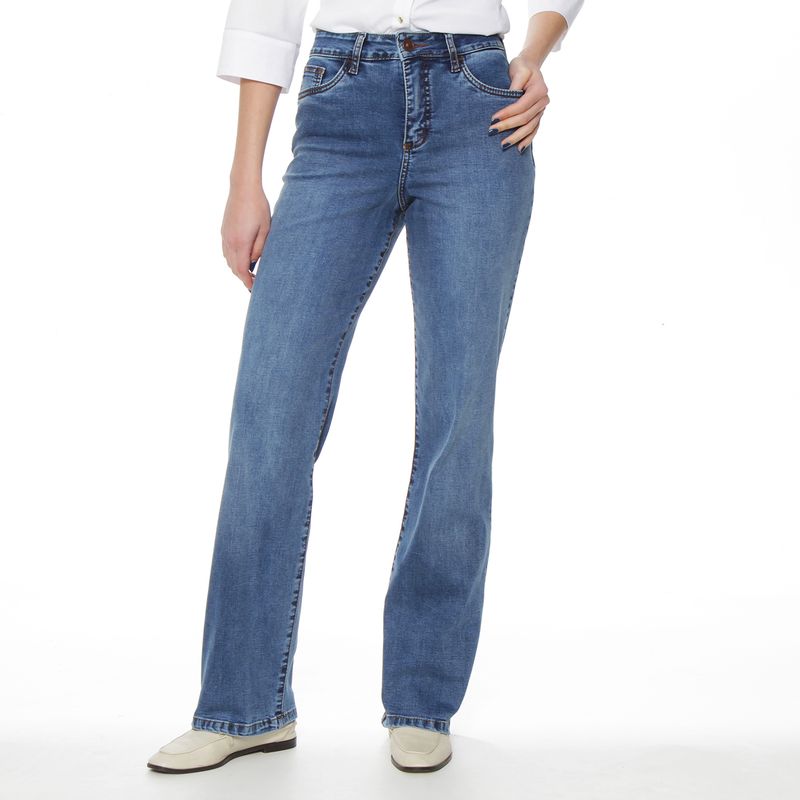 WADOS - JEANS RECTO TIRO ALTO PRETINA BASICA 1 BOTON