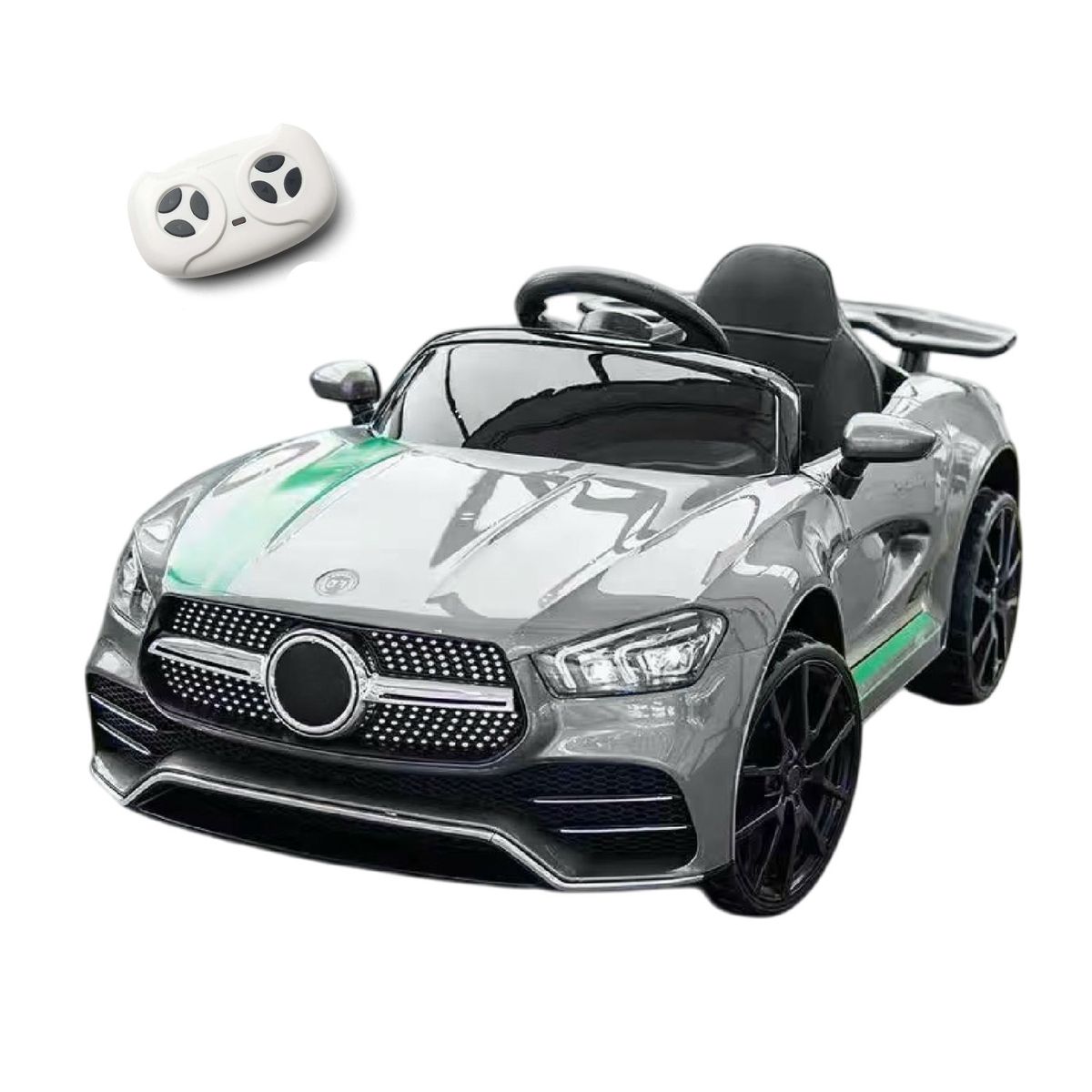 MUNDO ONLINE - Auto Eléctrico Mercedes Con Control remoto Luces y Sonido Gris