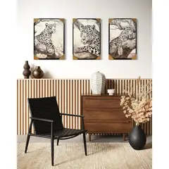 DEKAM DISEÑO - CUADRO TRIPTICO LEOPARDO CON MARCO 50X70 CMS CU