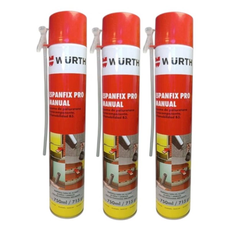 WURTH - Pack x3 Espuma Expansiva Wurth Espanfix Pro 750ml