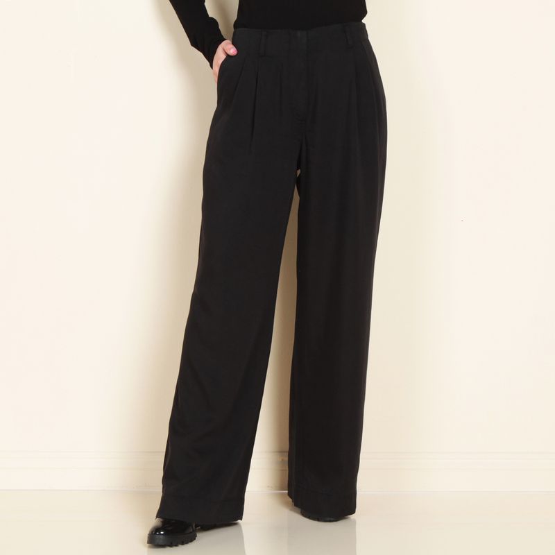 WADOS - PANTALON WIDE LEG TIRO ALTO DENIM CON PINZAS