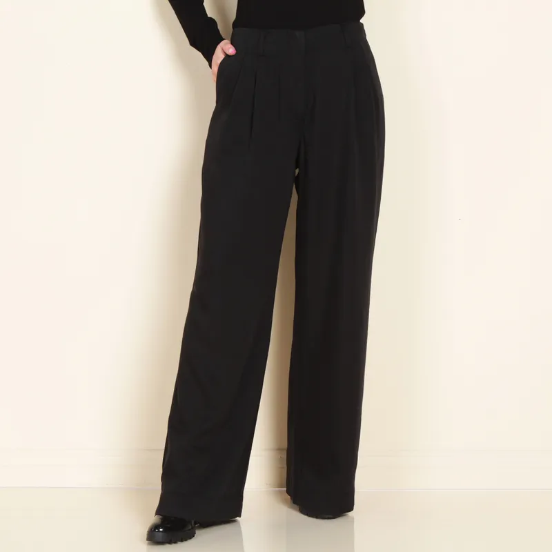 WADOS - PANTALON WIDE LEG TIRO ALTO DENIM CON PINZAS