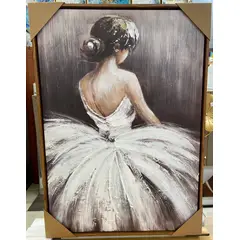 DEKAM DISEÑO - CUADRO TRIPTICOS BAILARINAS GRIS BLANCO CON MARCO
