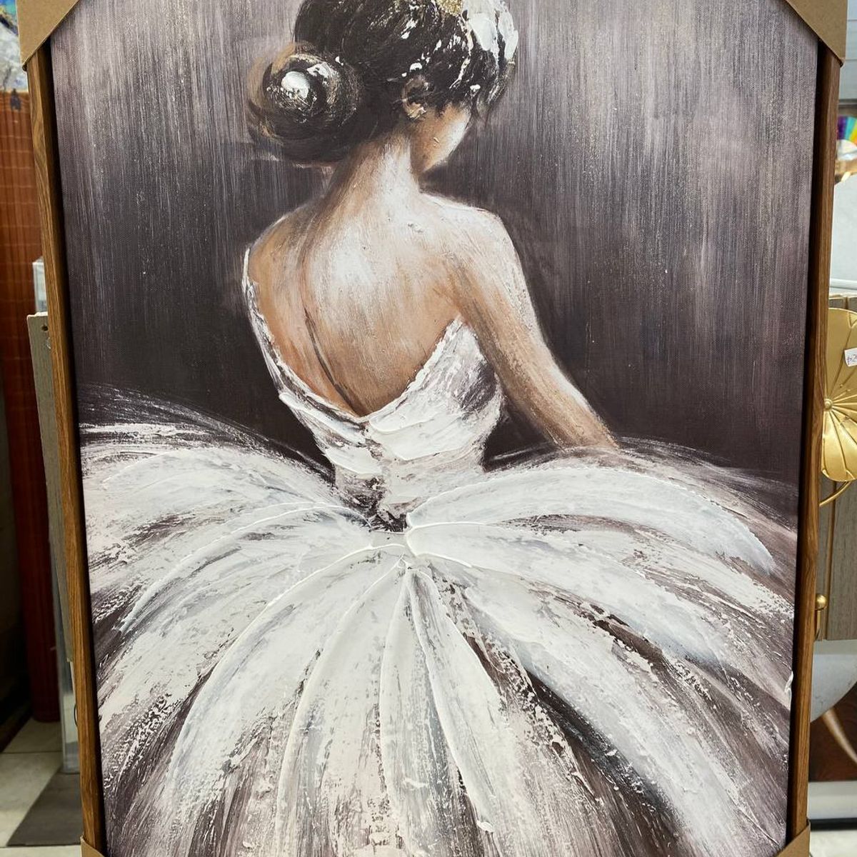 DEKAM DISEÑO - CUADRO TRIPTICOS BAILARINAS GRIS BLANCO CON MARCO