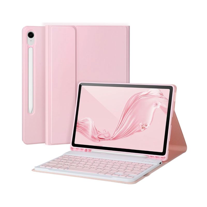 JOIGO - Funda Con Teclado Español Para Samsung Tab S9 Fe 10.9 Rosado