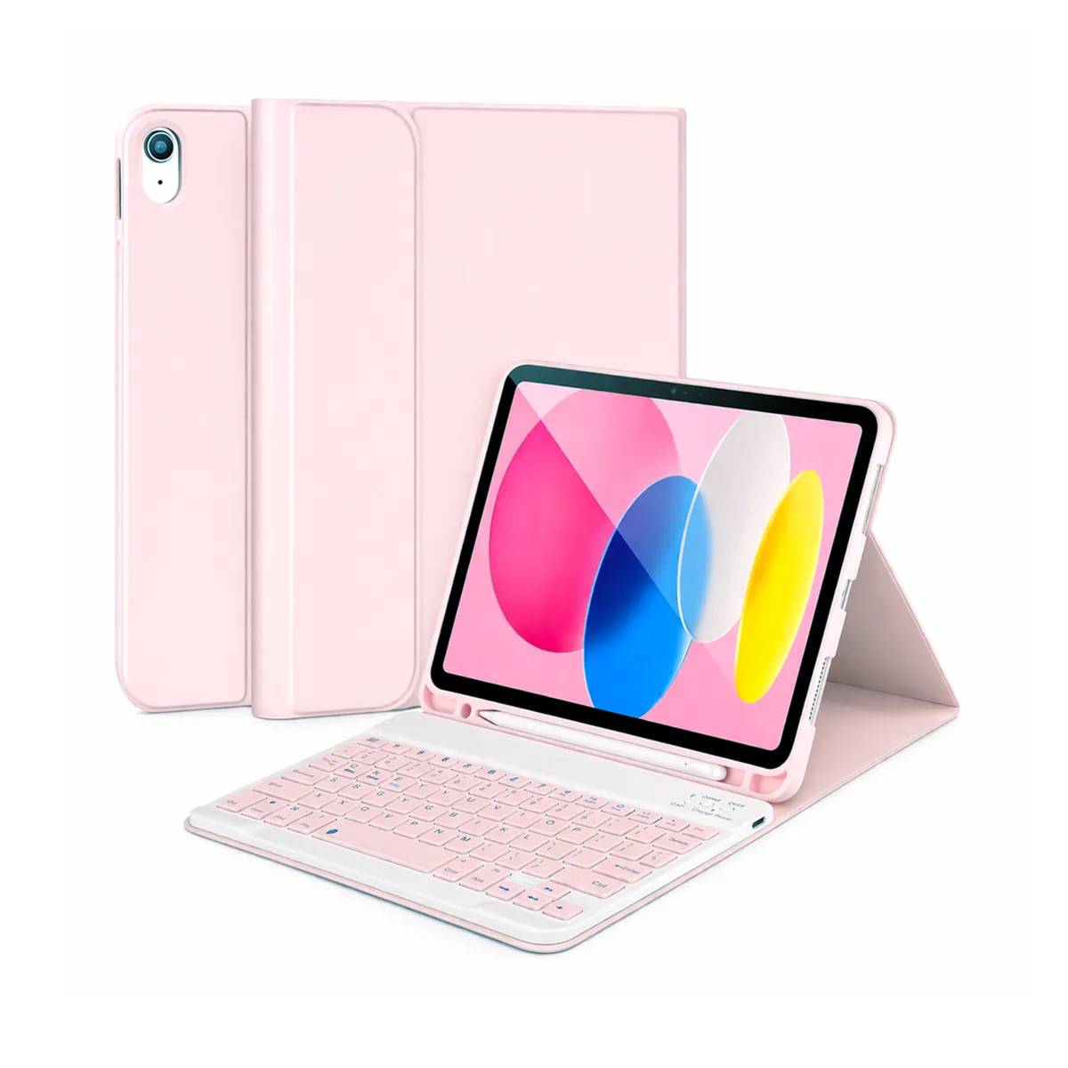 JOIGO - Funda Con Teclado Español Para Samsung Tab S9 Fe 10.9 Rosado