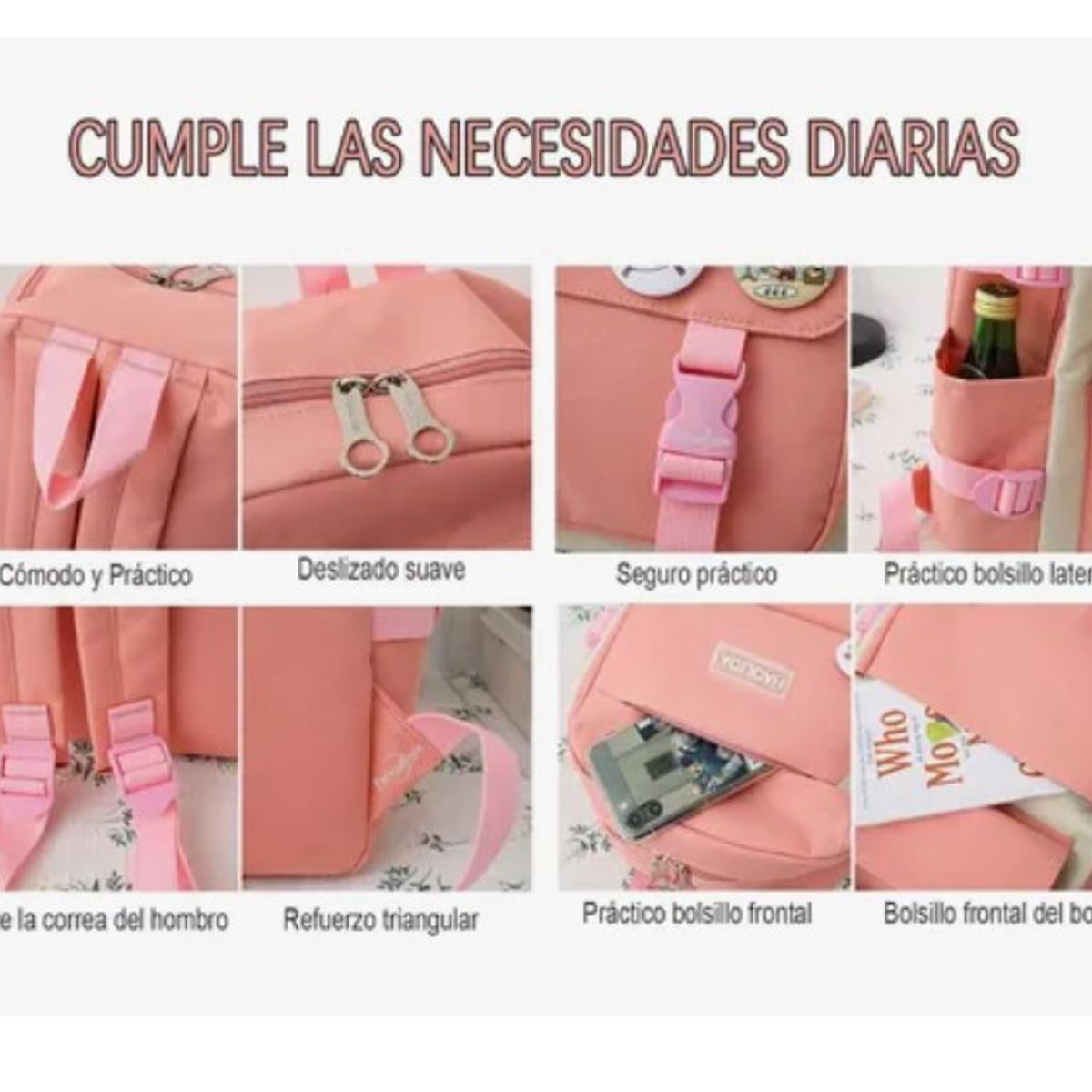 OFERTABKN - Mochila Urbana Escolar Viaje Estilo Coreano 4 Piezas
