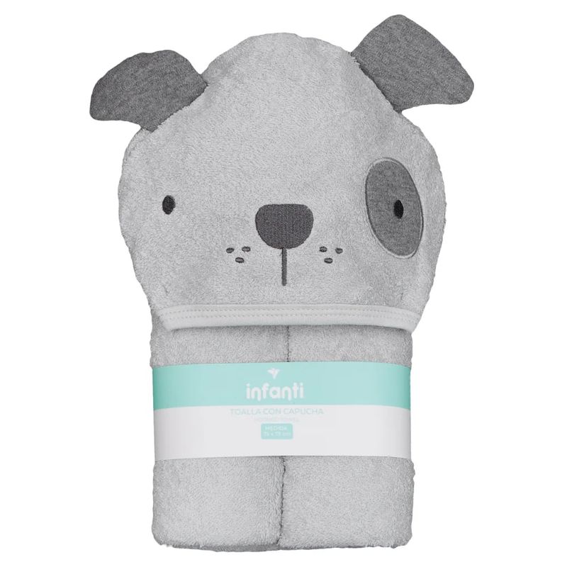 INFANTI - Toalla con Capucha para Bebé INFANTI Dog Gris